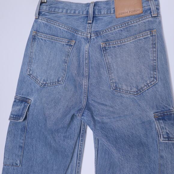 DENIM FORUM The Farrah Hi-Rise Cargo Jean 7 Yrs Bleu Taboo Wide Leg Women's 24 - Picture 9 of 16